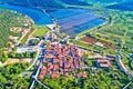 Town of Ston bay and salt fields aerial view