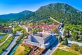 Town of Ston and historic walls aerial view