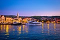 Town of Supetar waterfront evening view Royalty Free Stock Photo