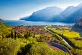 Town of Torbole and Lago di Garda sunset view Royalty Free Stock Photo