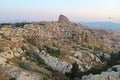 Town of Uchisar at the sunrise, Cappadocia. Turkey. Royalty Free Stock Photo