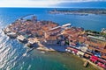 Town of Umag historic coastline architecture aerial view Royalty Free Stock Photo