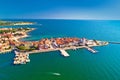 Town of Umag historic coastline architecture aerial view Royalty Free Stock Photo