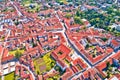 Town of Varazdin historic center aerial view