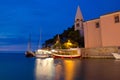 Town of Veli Losinj church and harbour Royalty Free Stock Photo