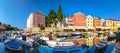 Town of Veli Losinj harbor colorful panoramic view, Island of Losinj Royalty Free Stock Photo