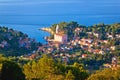 Town of Veli Losinj panoramic aerial view Royalty Free Stock Photo