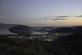 Town view from the hill at sunset Royalty Free Stock Photo