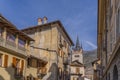 Town view in Susa in Piedmont, Italy, background blue sky