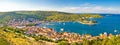 Town of Vis panorama from hill Royalty Free Stock Photo