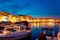 Town of Vodice evening harbor view