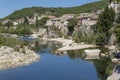 The town of Vogue, France, situated at the Ardeche river