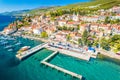 Town of Volosko on Opatija Riviera colofrul aerial view Royalty Free Stock Photo