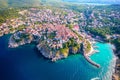 Town of Vrbnik aerial view, Island of Krk Royalty Free Stock Photo