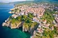 Town of Vrbnik aerial view, Island of Krk, Kvarner bay Royalty Free Stock Photo