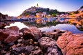 Town of Vrbnik harbor view morning glow Royalty Free Stock Photo