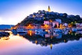 Town of Vrbnik harbor view morning glow Royalty Free Stock Photo