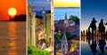 Town of Zadar evening and sunset travel collage Royalty Free Stock Photo