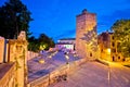 Town of Zadar five wells square evening view