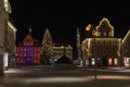 townhall and marketplace at advent christmas time evening Royalty Free Stock Photo