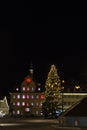 townhall and marketplace at advent christmas time evening Royalty Free Stock Photo