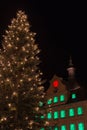 townhall near marketplace at advent christmas time evening Royalty Free Stock Photo