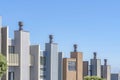 Townhomes with box structures and chimney with flues in San Francisco, California Royalty Free Stock Photo