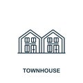 Townhouse icon. Monochrome simple icon for templates, web design and infographics