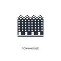 Townhouse icon. simple element illustration. isolated trendy filled townhouse icon on white background. can be used for web,