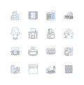 Townhouse and rowhouse line icons collection. Architecture, Community, Design, Urban, Residential, Property, Development