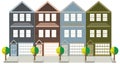Townhouse with Tandem Color Garage vector illustration Royalty Free Stock Photo