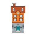 Townhouse village line icon concept. Townhouse village flat vector sign, symbol, illustration. Royalty Free Stock Photo