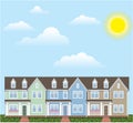 Townhouses Row with Sunny weather Vector