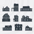 Townhouses vector icon set.