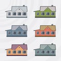 Townhouses vector icon set.