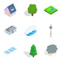 Townlet icons set, isometric style Royalty Free Stock Photo