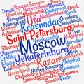 Towns in Russia word cloud