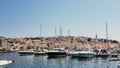 Townscape of coastal town in summer. Mali Losinj, Croatia. Royalty Free Stock Photo