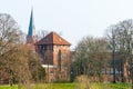 Townscape Nienburg at the river Weser