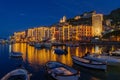 Townscape of the old town of Porto Venere at dusk, Italy Royalty Free Stock Photo