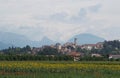 Townscape of San Daniele del Friuli, a town known for the prosciutto which bears its name. Cloudy sky