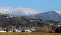 Townscape of Tarcento, near Udine in italy, on its hills. On background the snowed Julian Alps