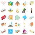 Towny icons set, cartoon style Royalty Free Stock Photo