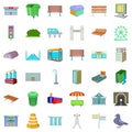 Towny icons set, cartoon style Royalty Free Stock Photo