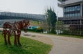 Regents Canal. Steel horse sculpture. London. UK