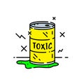 Toxic barrel spill line icon