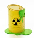 Toxic barrels with a leaking green substance. 3D illustration