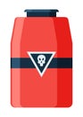 Toxic chemical barrel. Steel tank with dangerous waste. Container with skull icon in flat style. Dangerous substance