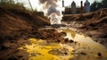 Toxic chemicals leaching into the ground, leading to pollution