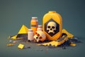 Toxic Dump: site filled with hazardous waste materials, illustrating the dangers of improper waste disposal AI